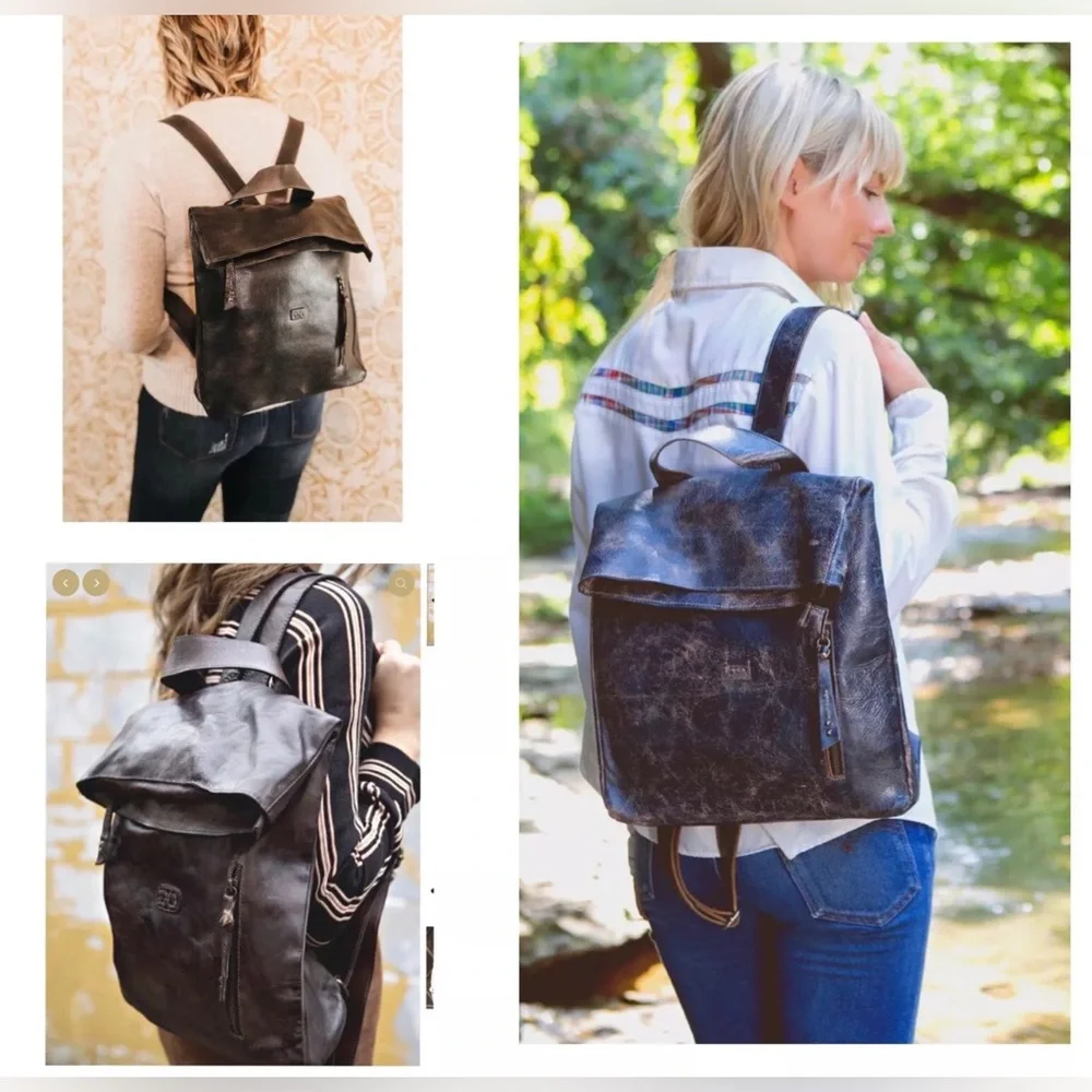 Bed Stu Howie Leather Backpack Black Grey Rustic Rustic Retail $365 - Picture 14 of 14